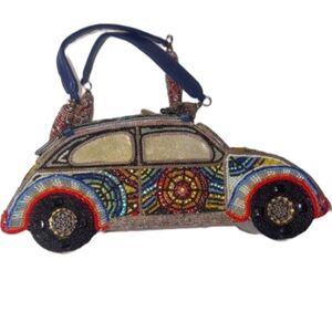 Mary Frances Multicolor Beaded Car Top Handle Handbag